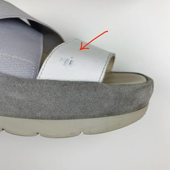 Fly London Bime Slingback Platform Wedge Sandals White Grey Women's 38 US 7.5 8 - Picture 8 of 14